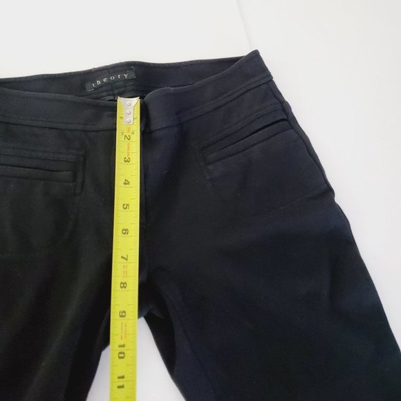 Theory Pants Skinny Ankle Zip Front Pocket Work Career Lady-like Stretch Black 6 - Picture 11 of 12